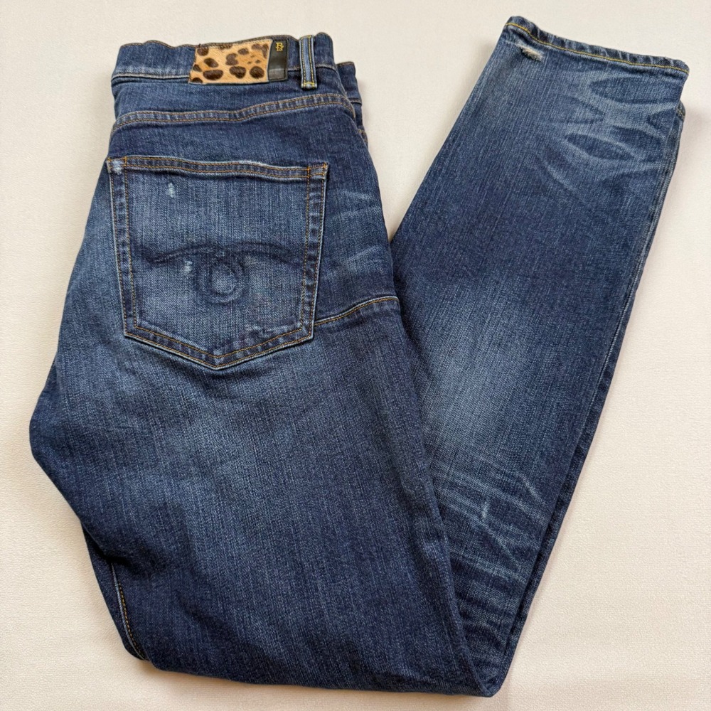R13 Skate Jeans Men 33 Conary Indigo Distressed Japanese Denim Luxury Japan Made